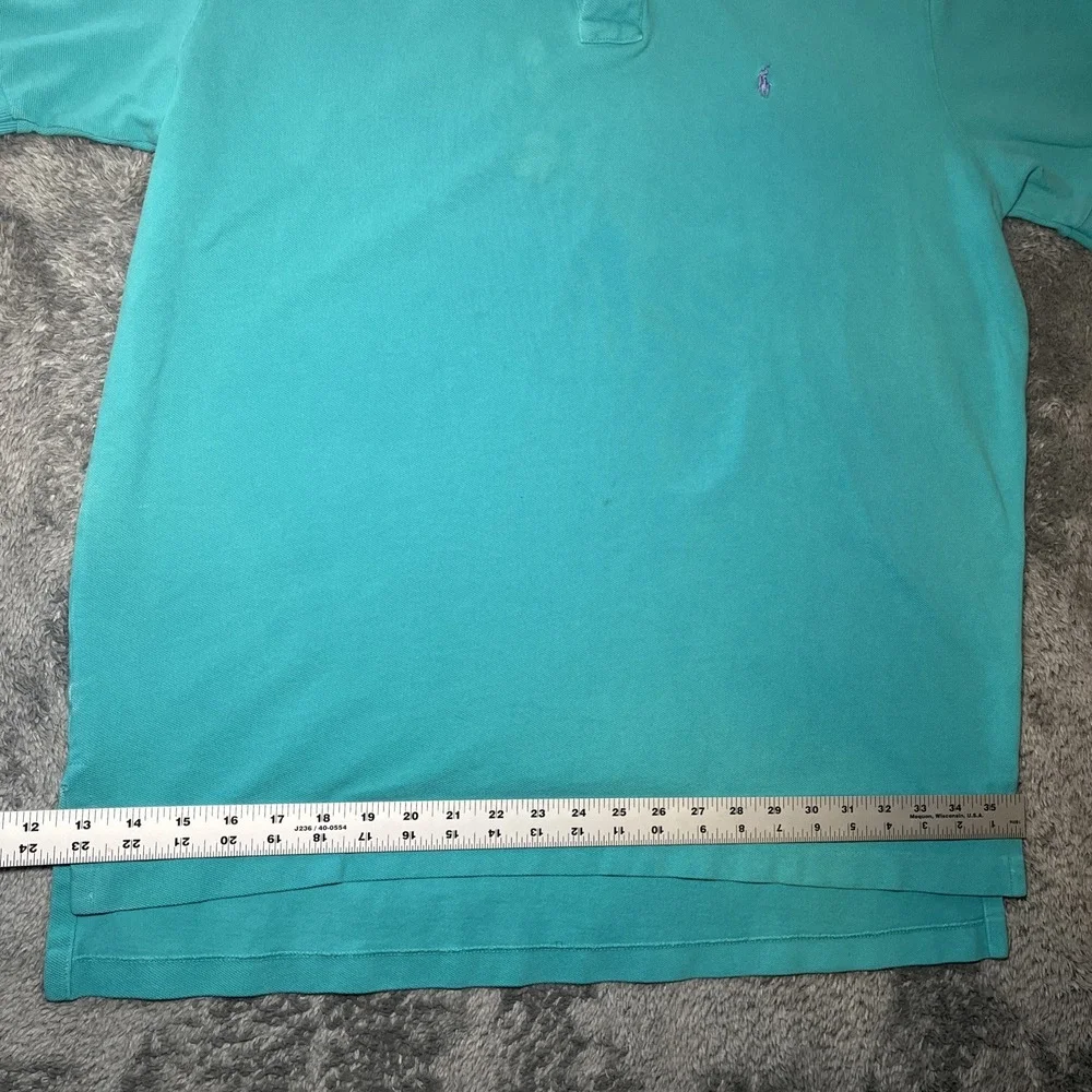 VTG Polo By Ralph Lauren Men's SZ XL Short Sleeve Aqua Blue Polo Lavender Pony